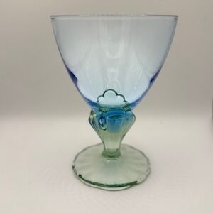 Single Bormioli Rocco Italy Blue Green Tone Glass Goblet Water Wine‎ Stemware 6"